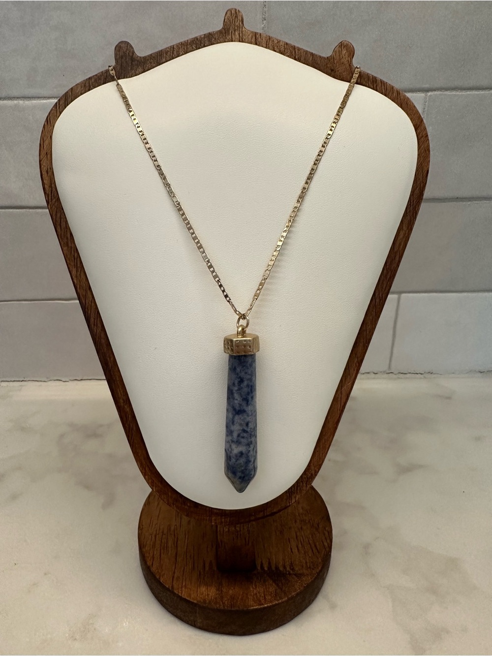 Sodalite Crystal Point Pendant Necklace